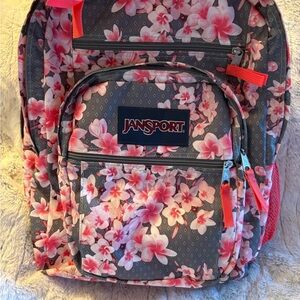 Jansport Pink Floral Backpack with Gray Base